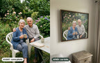 Avant / après : grands-parents dans leur jardin et leur portrait sur toile